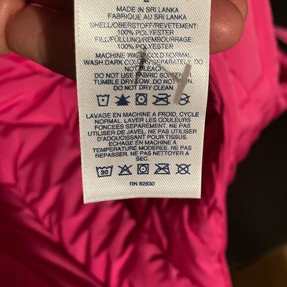 Land’s End Dog Puffer Quilted Vest adjustable Velcro rare Deep Pink Size Large - Picture 3 of 16